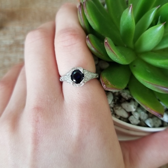 💙Art Deco Vintage Sterling Silver Sapphire Ring💙 - Picture 6 of 8
